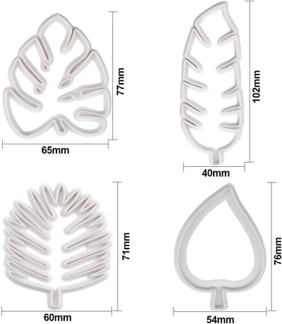 Set of 4 cutters, cookie cutters, leaf cutters, tropical leaves, plastic cake decoration for DIY cookies, fondant, cupcakes, cake