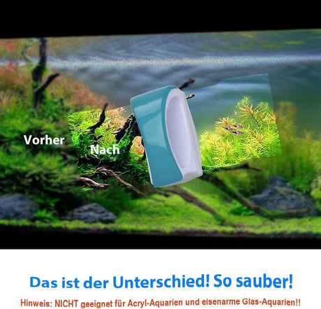 Petluno Magnetic Aquarium Glass Cleaner Fish Tank Glass Algae Scrapers, Floating Scrubber Cleaning Brush, Scratch-Free, Anti-Slip with Handle (M)  M: suggests fish tank (50-60cm)
