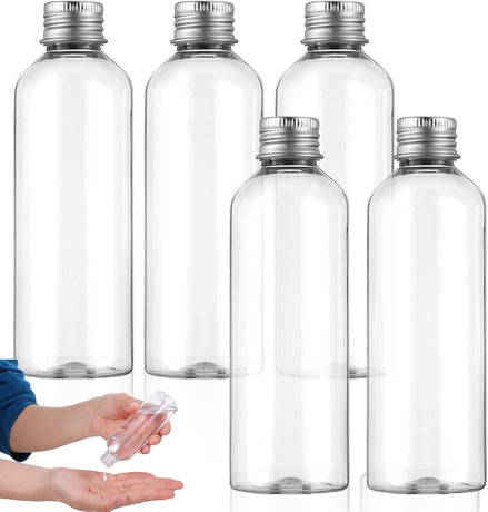 5 pieces travel bottles, 100 ml, empty travel bottle, dispenser, plastic bottle, refillable lotion container, travel size, container for shampoo, lotion, conditioner, creams, cosmetics