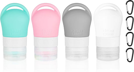 Petluno Travel Bottles, set of 4, 38 ml, refillable, toiletries, travel set, travel size, leak-proof silicone travel containers #5 4pk