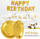 Party plates, dessert plates, 50 pieces, gold foil, plate set, 18 cm, party tableware, set, gold paper plates, birthday, party, tableware