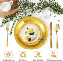 Party plates, dessert plates, 50 pieces, gold foil, plate set, 18 cm, party tableware, set, gold paper plates, birthday, party, tableware