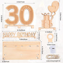 Original 30th birthday money gift wooden anniversary guest book present for men and women with LED light chain, butterfly ribbon wrapping paper 30