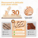 Original 30th birthday money gift wooden anniversary guest book present for men and women with LED light chain, butterfly ribbon wrapping paper 30