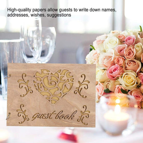Houten Bruiloft Gastenboek Album Bericht Notebook voor Engagement Decoratie Evenement Feestartikelen Decoraties Gastenboeken (# 3) #3