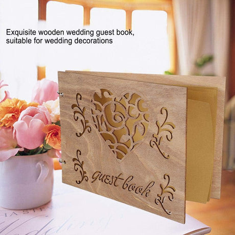 Houten Bruiloft Gastenboek Album Bericht Notebook voor Engagement Decoratie Evenement Feestartikelen Decoraties Gastenboeken (# 3) #3