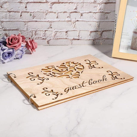 Houten Bruiloft Gastenboek Album Bericht Notebook voor Engagement Decoratie Evenement Feestartikelen Decoraties Gastenboeken (# 3) #3