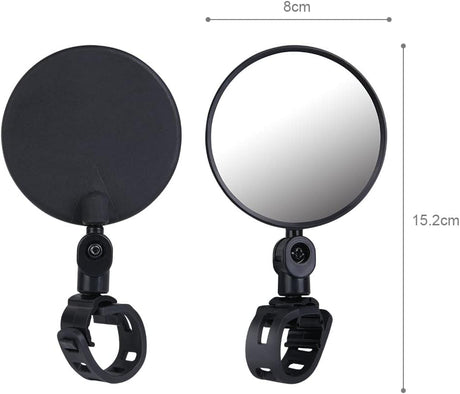 Petluno Bike Mirrors, 2 large angle mirrors 360° rotatable, adjustable, HD-nylon resin bike mirrors, for handlebars 15 to 35 mm, bike accessories for all round bikes