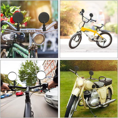 Petluno Bike Mirrors, 2 large angle mirrors 360° rotatable, adjustable, HD-nylon resin bike mirrors, for handlebars 15 to 35 mm, bike accessories for all round bikes