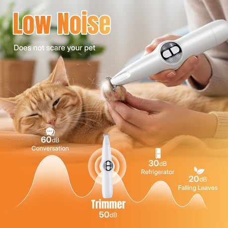 Petluno 2-in-1 Pet Grooming Trimmer with LED Light, Rechargeable Dog/Cat Hair Clipper, Grooming Tool, Electric Nail Grinder for Cats and Dogs, Pet Clipper Blades for Eyes, Ears