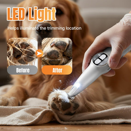 Petluno 2-in-1 Pet Grooming Trimmer with LED Light, Rechargeable Dog/Cat Hair Clipper, Grooming Tool, Electric Nail Grinder for Cats and Dogs, Pet Clipper Blades for Eyes, Ears