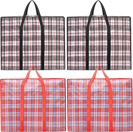 Storage bags, 4 pieces, large reusable moving bags, with zip closure and handles, storage bag, clothing, laundry bag, capacity, multifunctional for duvets