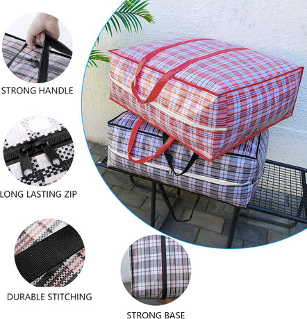 Storage bags, 4 pieces, large reusable moving bags, with zip closure and handles, storage bag, clothing, laundry bag, capacity, multifunctional for duvets