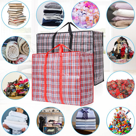 Storage bags, 4 pieces, large reusable moving bags, with zip closure and handles, storage bag, clothing, laundry bag, capacity, multifunctional for duvets