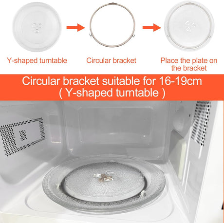 Magnetron plate, glass, 24.5 cm, microwave plate, turntable, glass plate, microwave accessories, replacement turntable with 3 attachments for standard round microwaves