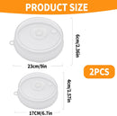 2 pieces of microwave covers, microwave cover for heating food, 23 cm and 17 cm, transparent, microwave lid with adjustable steam ventilation to prevent splatters