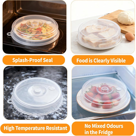 2 pieces of microwave covers, microwave cover for heating food, 23 cm and 17 cm, transparent, microwave lid with adjustable steam ventilation to prevent splatters