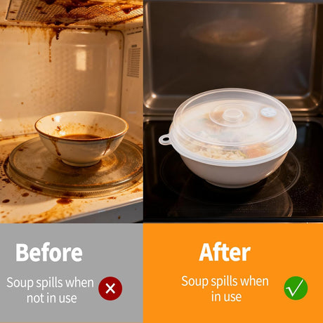 2 pieces of microwave covers, microwave cover for heating food, 23 cm and 17 cm, transparent, microwave lid with adjustable steam ventilation to prevent splatters