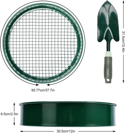 Garden sieve, soil sieve with interchangeable mesh sizes 3, 6, 9 and 12 mm, perfect garden tool for sifting soil, stones and compost.