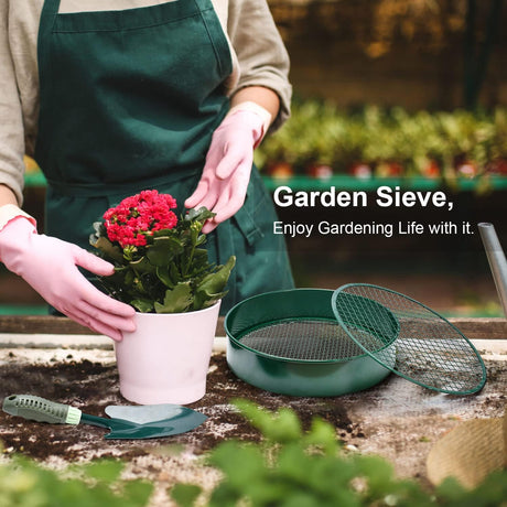Garden sieve, soil sieve with interchangeable mesh sizes 3, 6, 9 and 12 mm, perfect garden tool for sifting soil, stones and compost.