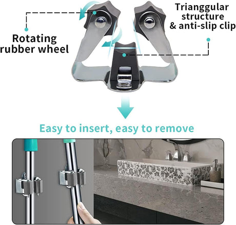 Petluno Broom Holder - Tool Holder Broom Wall Mount System Multi Wall Holder Mounting System Garden Tools Set Including Fixing Hardware (blue) grey 6