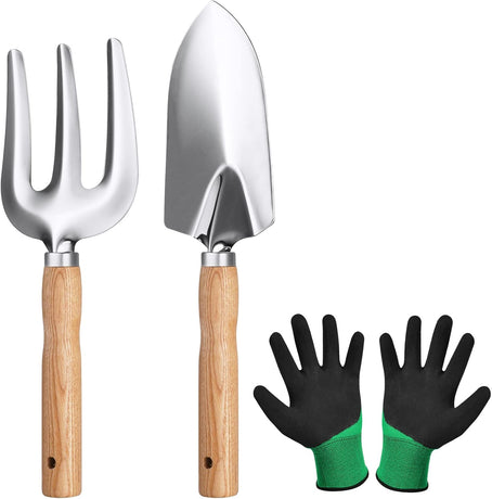 Petluno Garden Tool Set, 3-piece garden tool, stainless steel hand tools, gift set with ergonomic handles, including a wide spade