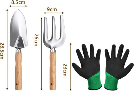 Petluno Garden Tool Set, 3-piece garden tool, stainless steel hand tools, gift set with ergonomic handles, including a wide spade
