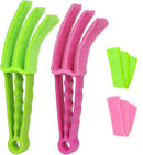 Petluno Blinds Cleaning Brush - 2 Pack Blind Cleaner, With Microfiber Cleaning Cloth, Feather Duster for Cleaning and Electric Fans (Pink + Green) Pink Green