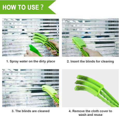 Petluno Blinds Cleaning Brush - 2 Pack Blind Cleaner, With Microfiber Cleaning Cloth, Feather Duster for Cleaning and Electric Fans (Pink + Green) Pink Green