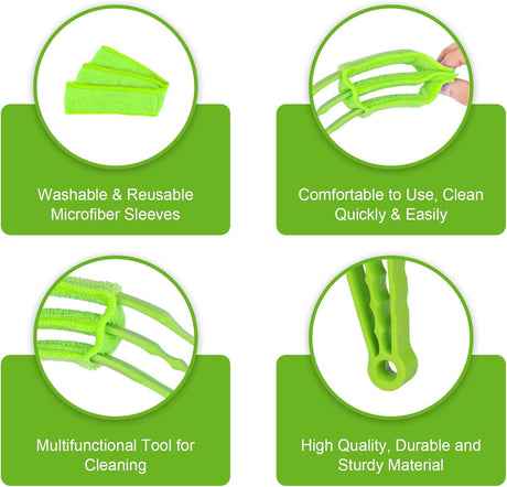 Petluno Blinds Cleaning Brush - 2 Pack Blind Cleaner, With Microfiber Cleaning Cloth, Feather Duster for Cleaning and Electric Fans (Pink + Green) Pink Green