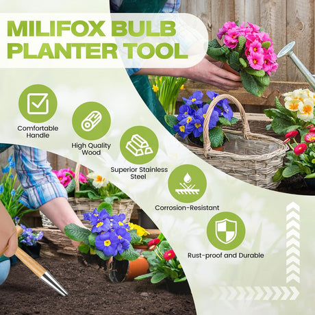 Flower bulbs, plant stakes, flower bulbs with T-grip, bulb planting aids, onion sets, garden vegetables, flowers and tulip bulbs