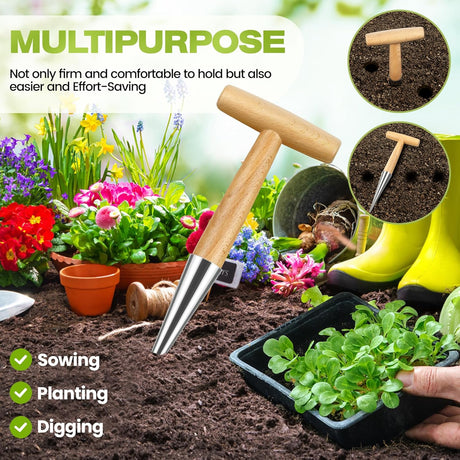 Flower bulbs, plant stakes, flower bulbs with T-grip, bulb planting aids, onion sets, garden vegetables, flowers and tulip bulbs