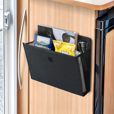 Storage space for campers with self-adhesive motorhome accessories Essentials Caravan Gadgets, 34 x 29 x 14 cm Foldable wall-mounted organizer for bedroom, office, bedside table desk