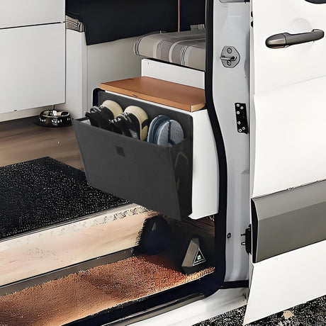 Storage space for campers with self-adhesive motorhome accessories Essentials Caravan Gadgets, 34 x 29 x 14 cm Foldable wall-mounted organizer for bedroom, office, bedside table desk