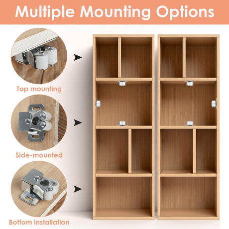 Petluno 6 pack double roller cabinet lock, roller catch hardware for cupboard kitchen cabinet door locks, cabinet door locks and latches with screws, silver