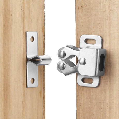 Petluno 6 pack double roller cabinet lock, roller catch hardware for cupboard kitchen cabinet door locks, cabinet door locks and latches with screws, silver