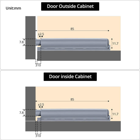 Petluno® Pack of 10 push-to-open door openers, soft close door dampers for kitchen cabinet doors