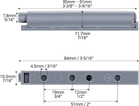 Petluno® Pack of 10 push-to-open door openers, soft close door dampers for kitchen cabinet doors