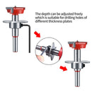 35 mm hinge drill set with hinge hole and hinge template, drill guide, power drill accessory, for concealed hinges, cabinet hinges, mounting plates, woodworking