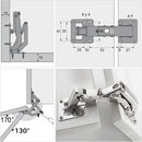 Spring-loaded hinge, 170 degrees, for kitchen cabinets, door hinges, large angle door hinges, angle stop, self-closing hinge, 4 pieces, improved version with buffer damping