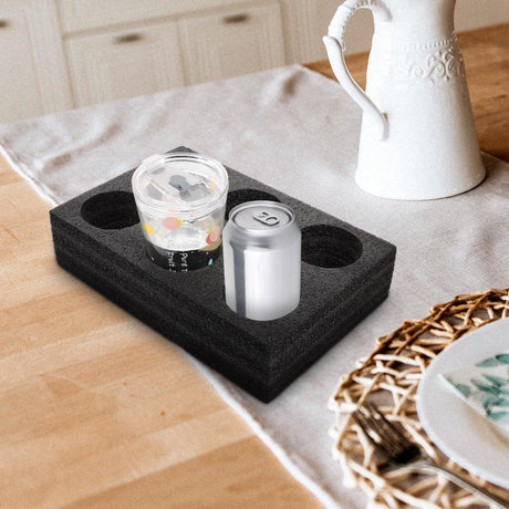 Petluno 6 Holes Takeout Beverage Cup Trays, Hot Cold Drinks Fixing Holders, Foam Coffee Carrier, Packing Tool for Restaurant Black