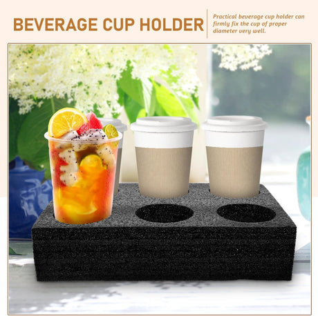 Petluno 6 Holes Takeout Beverage Cup Trays, Hot Cold Drinks Fixing Holders, Foam Coffee Carrier, Packing Tool for Restaurant Black