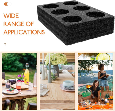 Petluno 6 Holes Takeout Beverage Cup Trays, Hot Cold Drinks Fixing Holders, Foam Coffee Carrier, Packing Tool for Restaurant Black