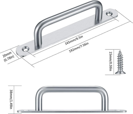 2 pieces sliding door handles, split door handles, sliding door handle with stainless steel plate, cabinet door handle, shed door handles, garden door handles (192 mm) 192MM