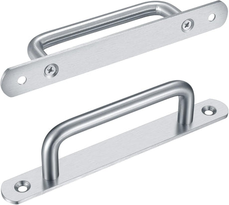 2 pieces sliding door handles, split door handles, sliding door handle with stainless steel plate, cabinet door handle, shed door handles, garden door handles (192 mm) 192MM