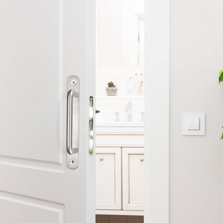 2 pieces sliding door handles, split door handles, sliding door handle with stainless steel plate, cabinet door handle, shed door handles, garden door handles (192 mm) 192MM
