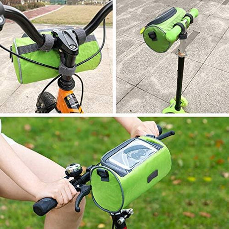 Waterproof Bicycle Handlebar Bag with Transparent Pouch and Adjustable Strap High-Capacity Cycling Front Pack #1 Green