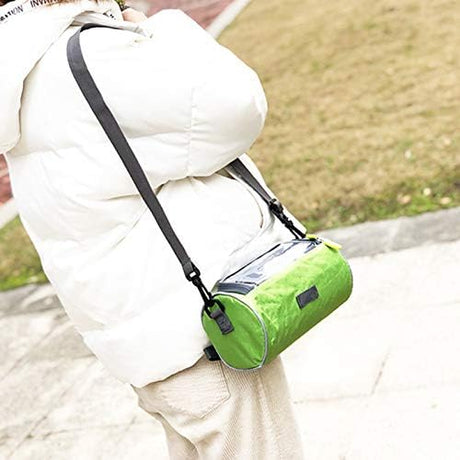 Waterproof Bicycle Handlebar Bag with Transparent Pouch and Adjustable Strap High-Capacity Cycling Front Pack #1 Green