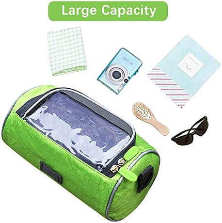 Waterproof Bicycle Handlebar Bag with Transparent Pouch and Adjustable Strap High-Capacity Cycling Front Pack #1 Green