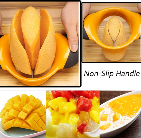 Sturdy Mango Slicer, Pit Remover Tool, Mango Splitter, Fruit Slicer Cutter Pitter, Mango Divider with Ergonomic Rubber Grip Handle, Easy Remove Pit and Divide
